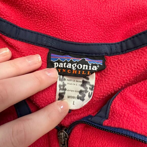 Patagonia Jacket Red Womens L Full Zip Collared Fleece Synchilla Vintage 2000s - Picture 3 of 7